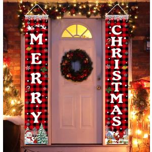 Christmas Decorations Merry Christmas Banner Xmas Porch Door Sign Welcome Banner for Wall Home Party Decor Christmas Decorations Indoor Outdoor