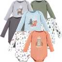 Hudson Baby unisex-baby Cotton Long-sleeve Bodysuits 7-pack (3-6 Months, Woodland Friends)