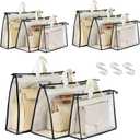 Interesse 3 Pack Dust Bags for Handbags, Clear Handbag Storage, Purse Storage Organizer for Closet, Purse Cover Hanging Closet Organizer with Zipper (3 Sizes-3PCS-Beige, Beige)