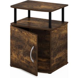 Furinno Jaya End Side Sofa Table/Nightstand with Door, Amber Pine/Black, 1-Pack