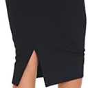 THE GYM PEOPLE Women's High Waist Tummy Control Pencil Skirts Stretchy Bodycon Midi Skirt Below Knee with Back Slit L