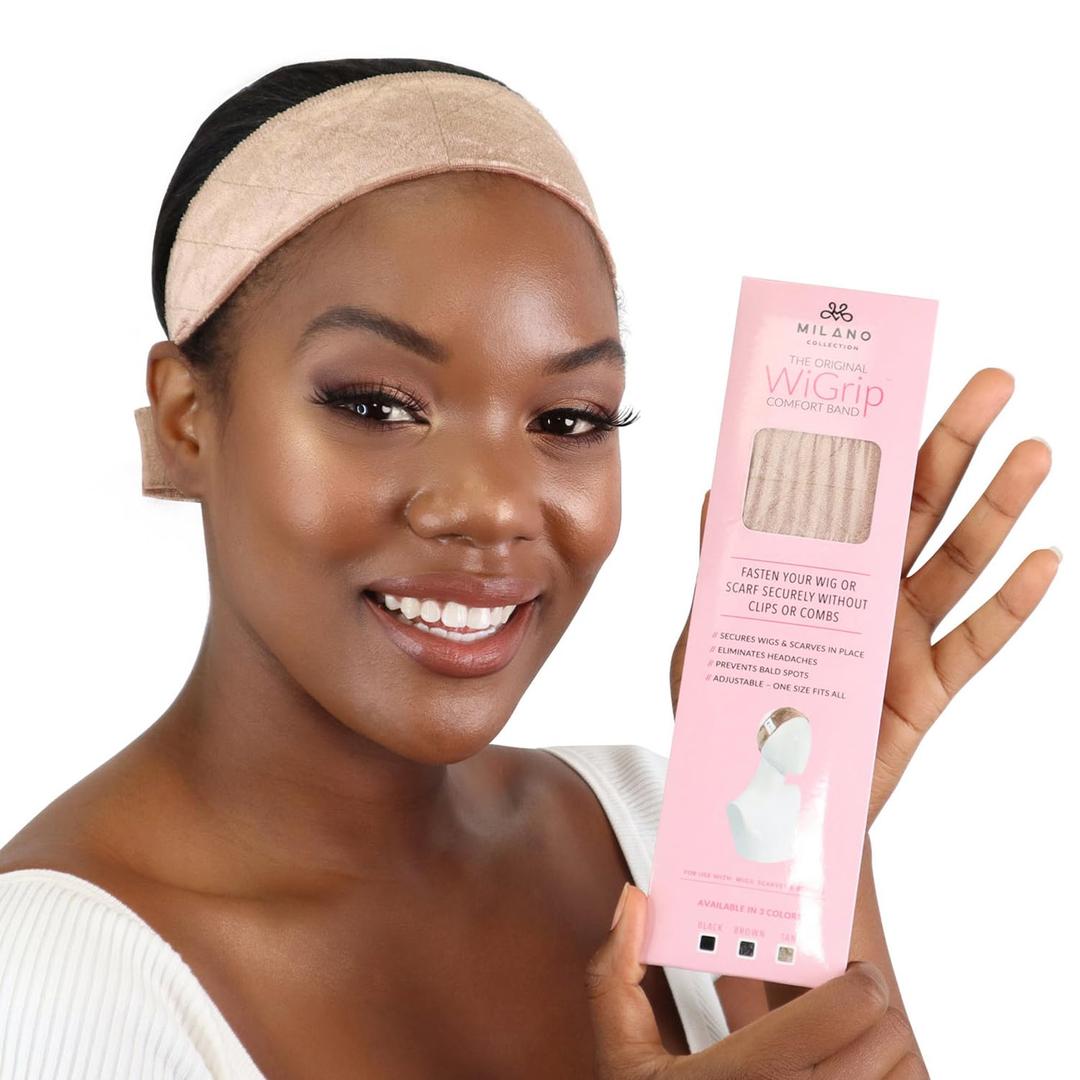 MILANO COLLECTION WiGrip, The Original Comfort Wig Grip Band, Adjustable Band for Glueless Support, Non-Slip Wig Grip Headbands, Tension-Free, One Size Fits All, Nude (Nude, 1 Pack)
