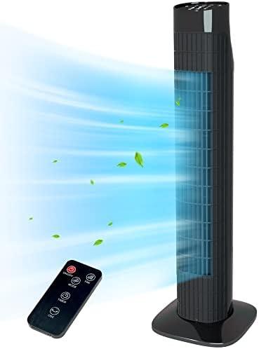 Uthfy Tower Fan for Bedroom, 80 Oscillating With Remote, 7.5H Timer, 3 Speeds, Standing Bladeless Cooling Fan for Room Office 32 Inch