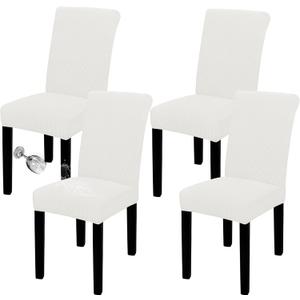 Easy-Going 100% Waterproof Dining Room Chair Cover Set of 4, Stretch Jacquard Parson Chair Slipcover Removable Washable Chair Protector for Home, Restaurant, Banquet (XLarge, Cream)