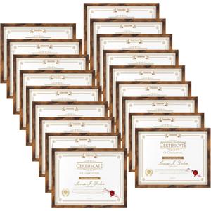 WIFTREY Multi 8.5x11 Brown Picture Frames 18 Pack, Rustic Brown 8.5x11 Photo Frames Bulk for Document Certificate Award Diploma, Wall Hanging or Tabletop Display