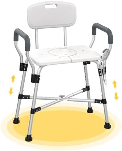 Medhelp Extra Wide Shower Chair for Inside Shower with Arms and Back, 500 lbs Heavy Duty Shower Seat for Bathtub, Height Adjustable Safety Crossbar Bath Seat for Elderly, Adults, Handicap & Disabled