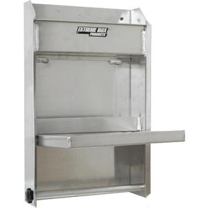 Extreme Max 5001.6053 Junior Aluminum Work Station Storage Cabinet Flip-Out Work Tray with Paper Towel Rack Organizer for Enclosed Race Trailer Shop Garage Storage,Silver