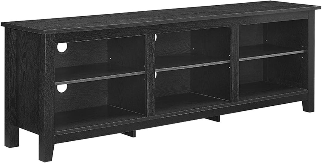 Walker Edison Wren Classic 6 Cubby TV Stand for TVs up to 80 Inches, 70 Inch, Black