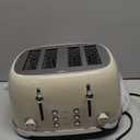 4 Slice Toaster Roter Mond Retro Stainless Steel with Bagel Defrost Cancel Function, 6 Browning Settings, Extre Wide Slot and Removable Crumb Tray, Cream, ST033