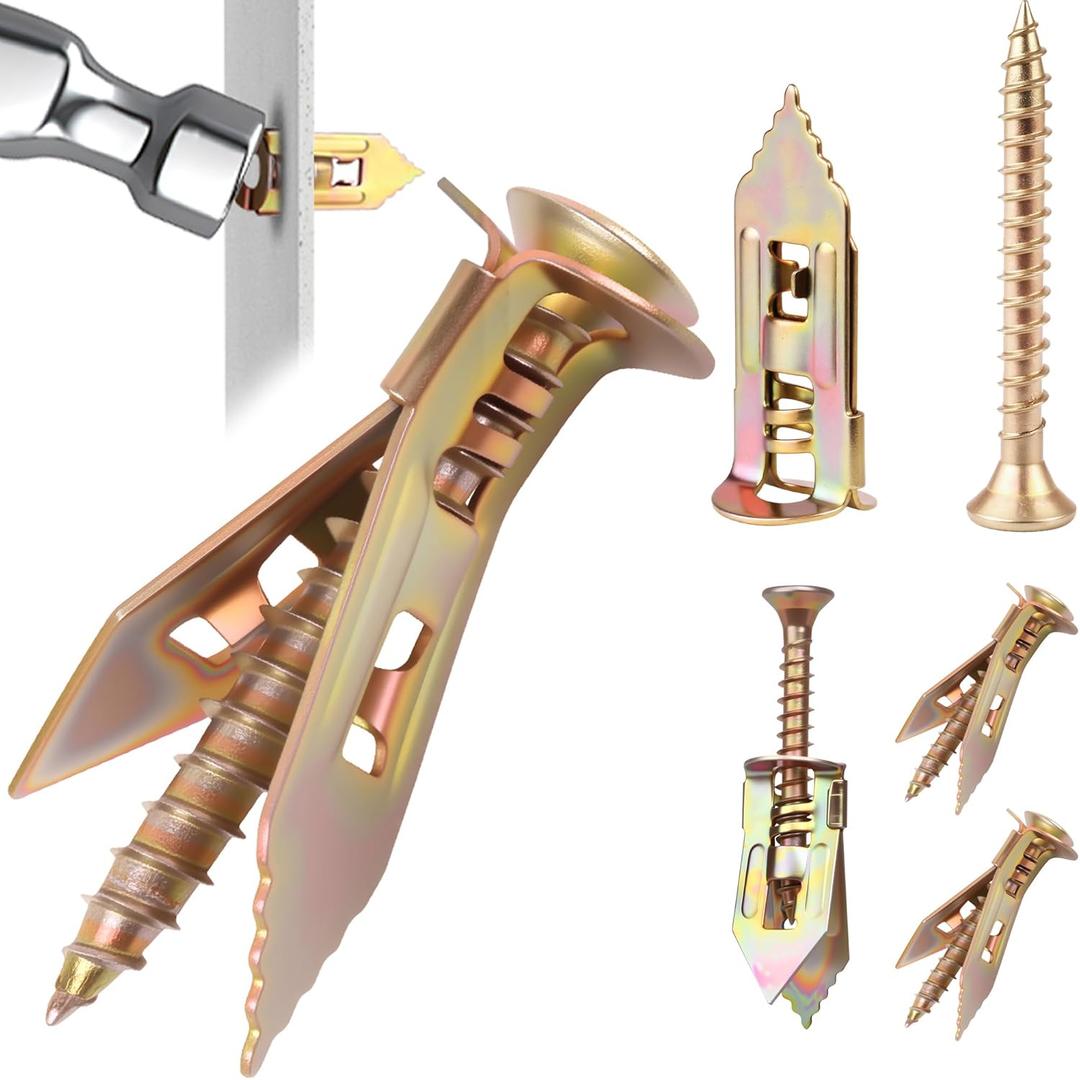 6 x 80 PCS Self-Drilling Drywall Anchors Kit - Zinc Plated Steel Wall Anchors & Screws (0.47X1.18 inches), Hold 66LB No Drill or Holes in Wall, Heavy Duty for TV/Shelf/Cabinet/Picture Frame