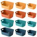 OWill 8-Pack Mixed Plastic Storage Bins and Baskets for Efficient Home Classroom Organization - Small Containers in Multiple Colors for Kitchen, Cupboard Box, Bathroom Organizer on Shelves and Tubs
