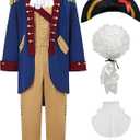 Mens Founding Father Costume Adult Colonial Costume Outfit Revolutionary War General Outfit (Medium, Blue)