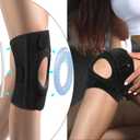 Knee Brace for Women & Men, Adjustable Knee Support with Side Stabilizers and Patella Gel Pad Upgraded Silicone Anti Slip Strip for Running Workout (Black)
