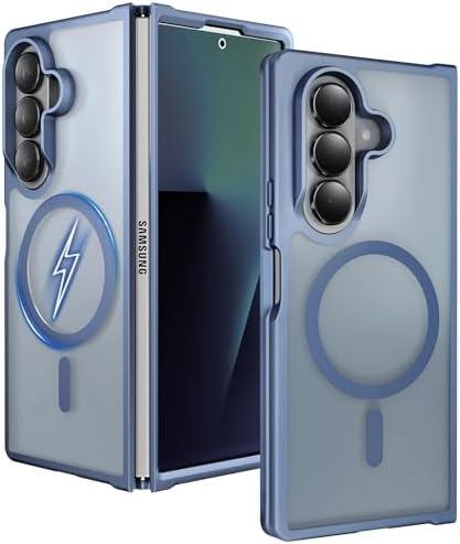 One Piece Design Matte Frosted Magnetic Case for Samsung Galaxy Z Fold 7, Fit for Magsafe, Ultra Thin, Shockproof Anti Fingerprints Translucent Back Integrated Bumper Wireless Charge Cover for Fold 7