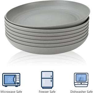 Kitchen Flat Plates, Set of 11, Two Colors, 9.5" Grey