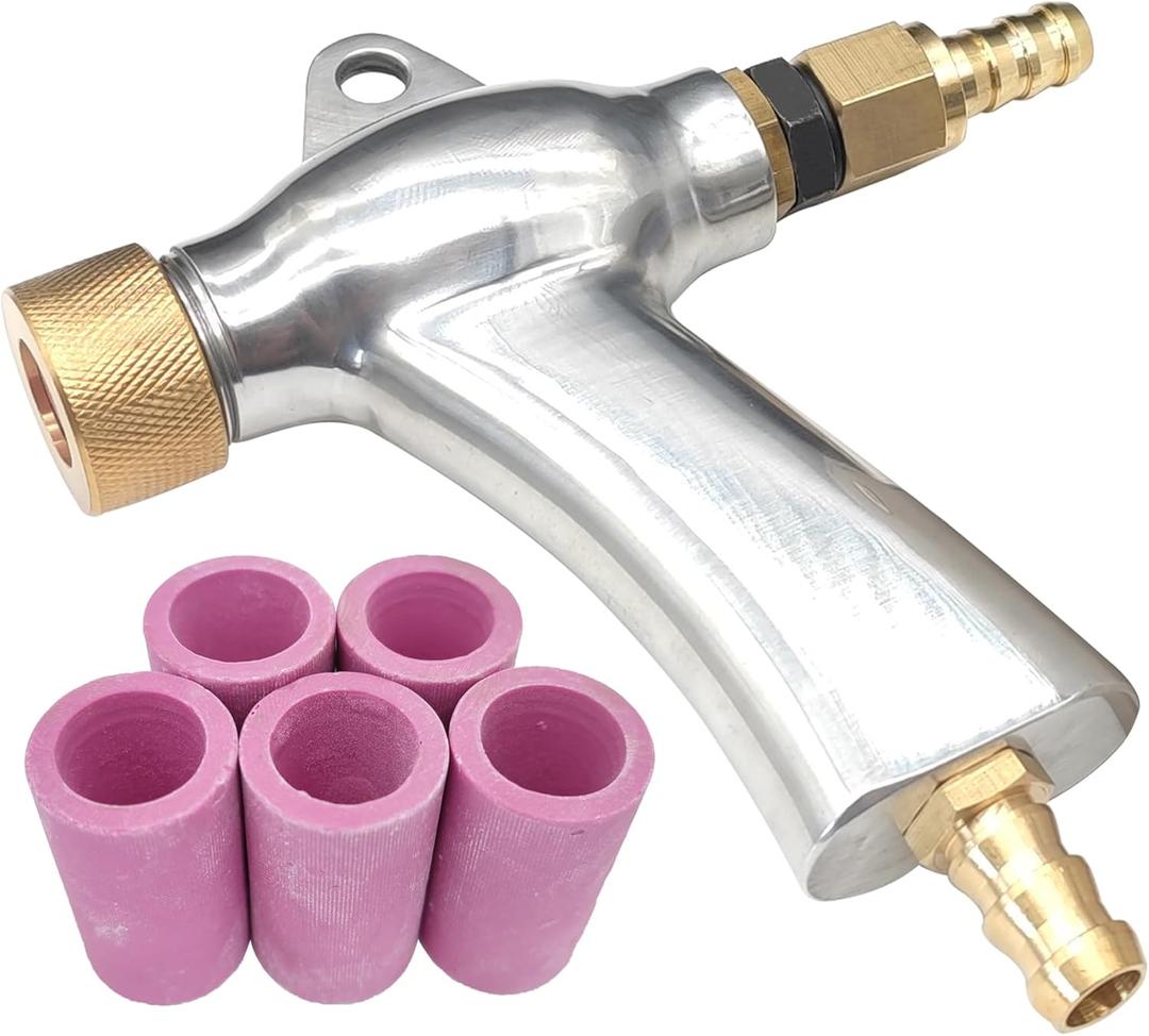 Sand Blaster Gun, Sandblasting Sandblaster Gun Kit for Sandblast Blast Cabinet with 5Pcs Ceramic Nozzles (silvery)
