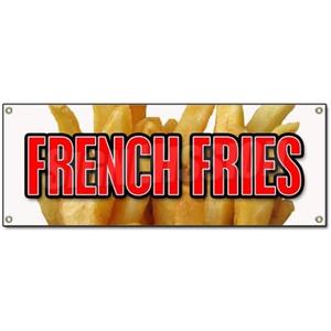 French Fries Banner 24" X 72" Heavy Duty 13 Oz Vinyl Banners with Grommets Single Sided