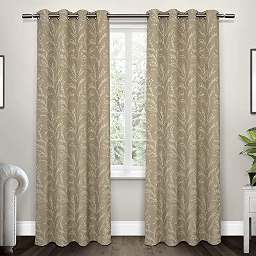 Exclusive Home Curtains Kilberry Woven Blackout Grommet Top Curtain Panel Pair, 52x84, Natural, 2 Count,EH8003-02 2-84G