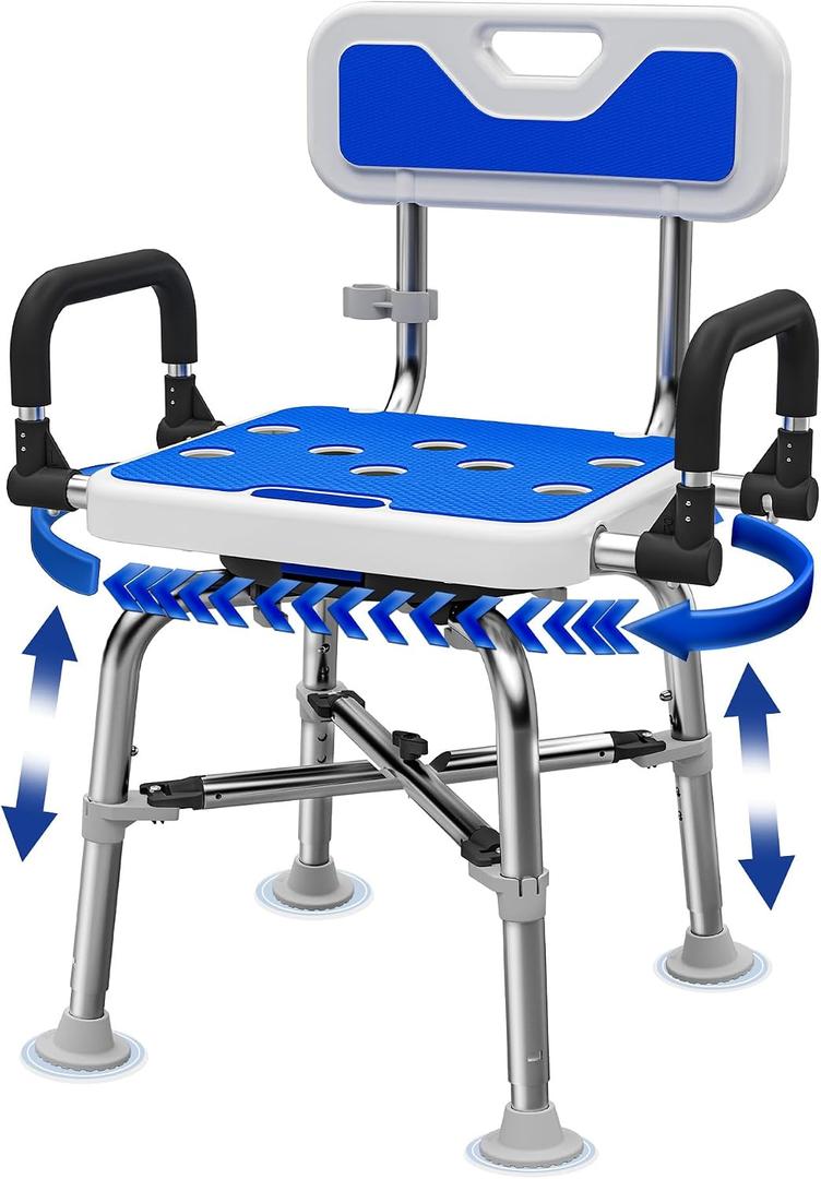 Swivel Shower Chair for Elderly and Disabled, Heavy Duty Safety Shower Seat