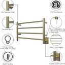 HEATGENE Towel Warmer, Heated Towel Rack, Plug-in/Hardwired, Brushed Brass
304 Stainless Steel Wall-Mounted 4-Bar Towel Warmer With Flexible Plug-In Or Hardwired Installation For Bathrooms