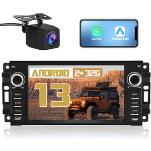 AWESAFE Android Car Stereo for Jeep Wrangler Radio 2007-2018 Chrysler Dodge Ram 1500 with Wireless Carplay, 7 Inch Touch Screen for Jeep Car Radio with WiFi GPS FM Radio + Backup Camera