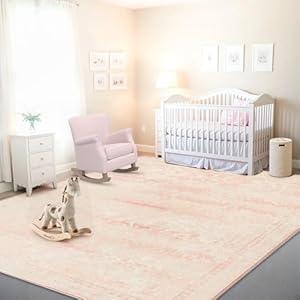Istana Foldable Pink 9x12 Area Rug - Stain Resistant, Eco-Friendly, Washable Living Room & Bedroom Rug