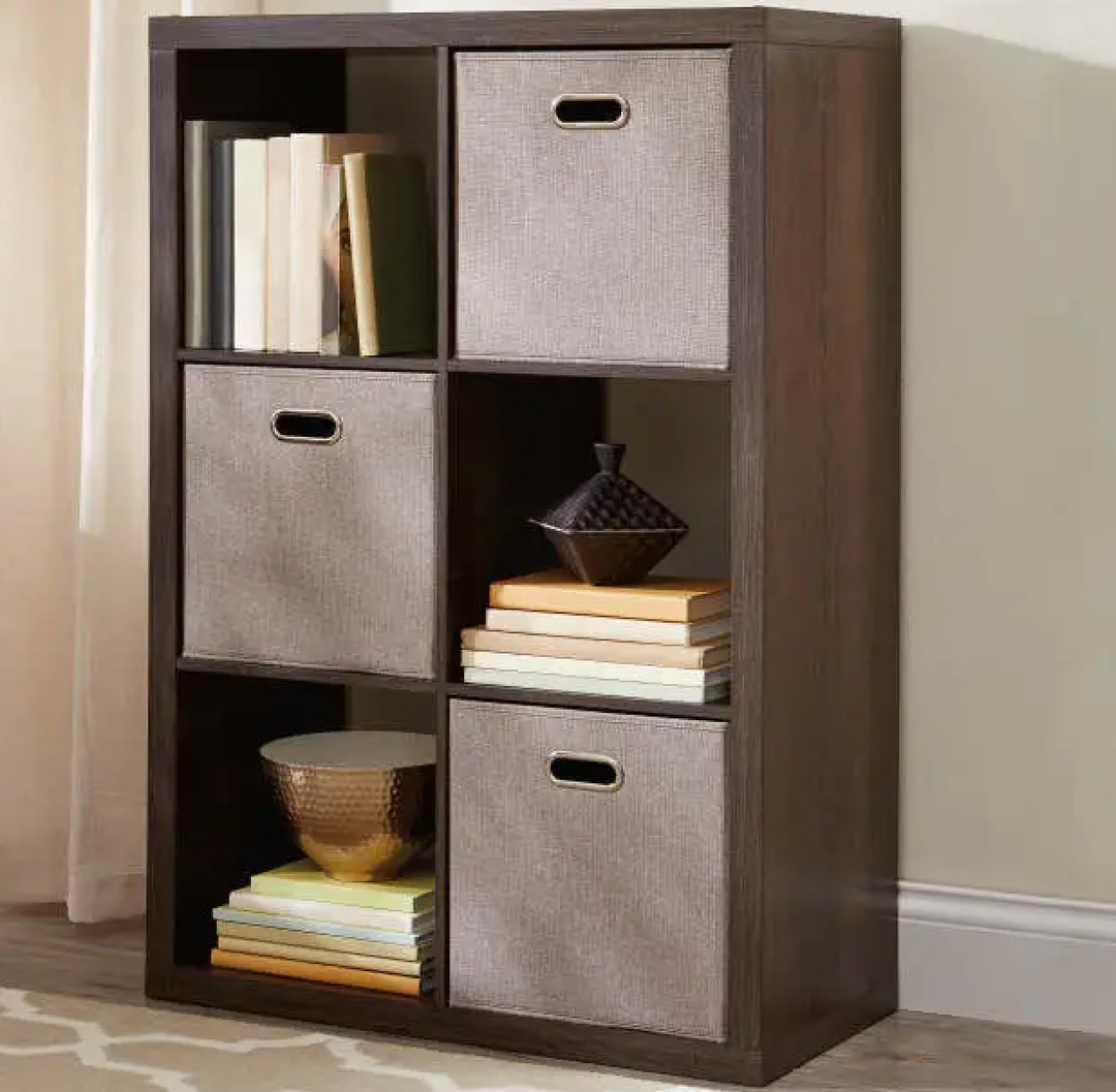 Whitmor Deluxe 6 Cube Organizer with 3 Fabric Cubes, Espresso