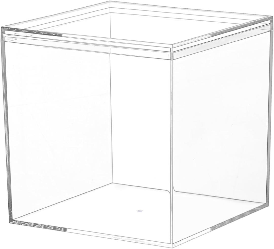 Dayaanee Acrylic Box with Lid Acrylic Plastic Square Containers, Plastic Square Cube with Lid Storage Box 5.9x5.9x5.9 Inches for Candy Pill and Tiny Jewelry
