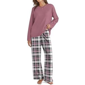 SHESHOW Pajamas for Women Set Long Sleeve Tops Plaid Pajama Pants with Pockets Winter Womens Pjs Sets XXL