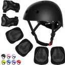 WayEee Kids Bike Helmet Set Skateboard Knee Pads, Helmet Pad Set Protective Gear Set Adjustable for Girls Kids Helmet Elbow Pads Wrist Guards for Sport Cycling Bike Roller Skating Scooter (Black), Size: M (7-14years)
