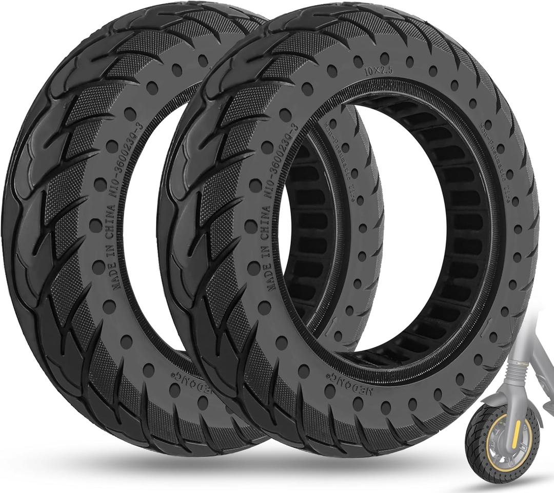 10 x 2.5 Inches Electric Scooter Tire 60/70-6.5 Solid Tire Fit for Ninebot Max G30P G30LP~Gotrax G5 G6~Hiboy Max 3~Hover 1 Alpha~Zero10X~OKAI Neon Pro, 10" Anti-explosion Replacement Wheel