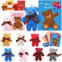 AUUGUU 28 PCS Valentines Day Cards for Kids School with Bear Stuffed Animal Plush Toys , Kids Valentine Party Favor, Valentine's Day Classroom Prizes, Ideal Valentine Exchange Gift