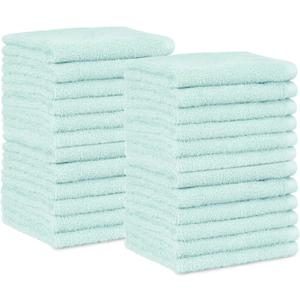 Amazon Basics face Towels for bathroom, 100% Cotton Extra Absorbent washcloth, Fast Drying - salon towel - 24 Pack Ice Blue (12 x 12 inches) Amazon Basics face Towels for bathroom, 100% Cotton Extra Absorbent washcloth, Fast Drying - salon towel - 24 Pack Ice Blue (12 x 12 inches)