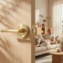Goldenwarm Gold Door Handles, Privacy Bruhsed Gold Door Handle, Heavy Duty Zinc Alloy Interior Door Levers, Brushed Brass Door Lever Indoor for Bedroom, Bathroom, (3 Pack)