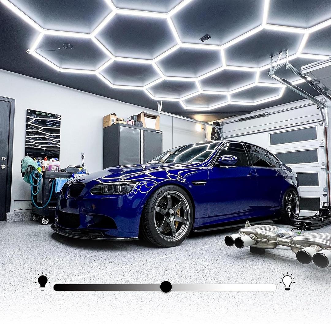 LZHOME LED Hexagon Garage Light: Upgraded 10-100% Dimmable Garage Hexagon Lights, 72 Packs LED Light, 79200LM Super Bright Honeycomb Lights for Gym Basement Hair Salon