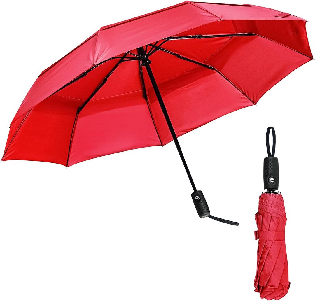 Mr. Pen- Windproof Travel Umbrella, Small Water-Resistant Automatic Folding Umbrella for Rain and Sun, Light, Compact and Portable for Women & Men, Fits Car & Backpack (Fiery Red)