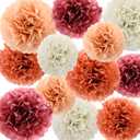 Feifeiya 13 Pcs Boho Blush Pink Tissue Paper Pom Poms Party Decorations for Birthday Party Baby Shower Wedding Engagement Bridal Shower Spring Dots Paper Garland String Hanging Assorted Size 8" to 12"