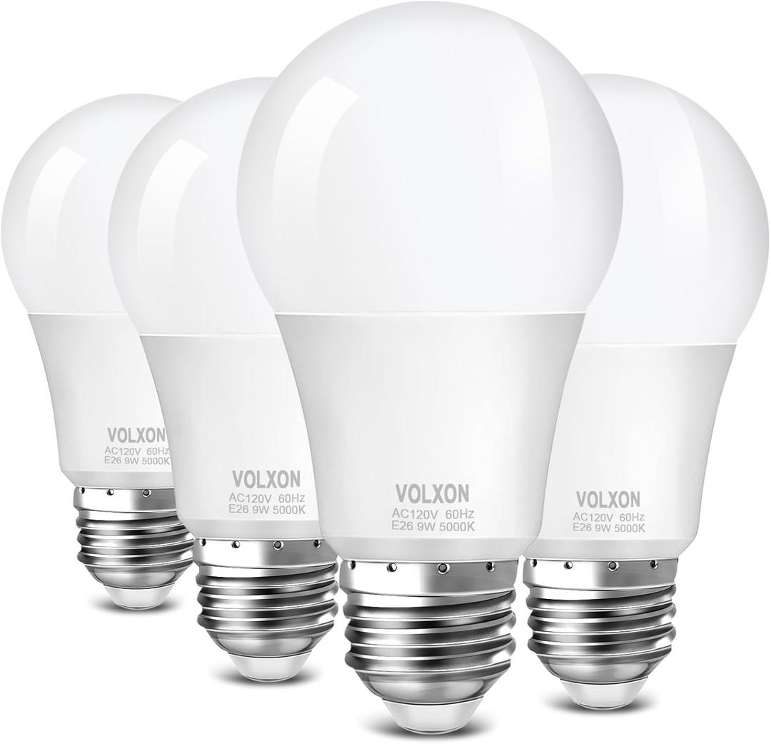 A19 LED Light Bulb, 9 Watt Equivalent 60 Watt Led Light Bulb, Bright Light Bulb 850LM, Non-Dimmable, Daylight White 5000K, Standard E26 Base, CRI 85+, No Flicker, ETL Listed, 4 Pack A19 LED Light Bulb, 9 Watt Equivalent 60 Watt Led Light Bulb, Bright Light Bulb 850LM, Non-Dimmable, Daylight White 5000K, Standard E26 Base, CRI 85+, No Flicker, ETL Listed, 4 Pack