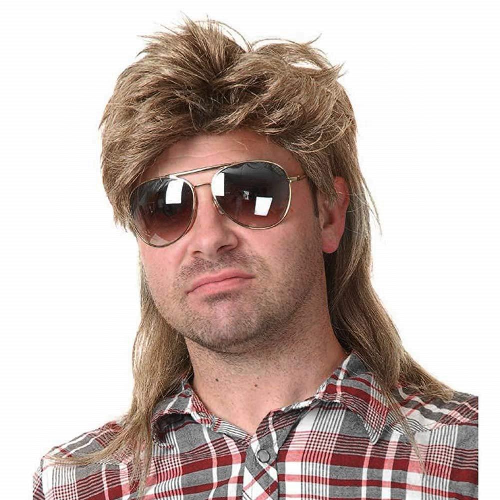Kaneles Mullet Wigs for Men 80s Costumes Fancy Party Accessory Cosplay Halloween Wig (Light Brown) Kaneles Mullet Wigs for Men 80s Costumes Fancy Party Accessory Cosplay Halloween Wig (Light Brown)