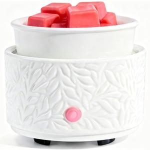 Wax Melt Warmer 3-in-1 Electric, Ceramic Wax Burner for Scented Wax, Scented Wax Melter & Essential Oil Burner for Home Aromatherapy, White