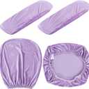 Tallew 4 Pcs Office Chair Covers Set Computer Universal Protective Stretchable Chair Seat Covers Desk Armrest Slipcovers Pads Office Cushion Backrest for Rotating(Purple)