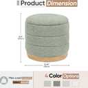 Round Storage Ottoman with Reversible Tray Lid, Folding Chenille Fabric Footrest with Hidden Storage, 15.4" Footstool for Small Spaces Living Room Bedroom, Wood Grain Base, Sage Green, 15.4"D x 15.4"W x 14.6"H