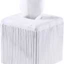 White Travertine Texture Striped Square Tissue Box Cover Decorative,Resin Heavy Sturdy Tissue Box Holder, Facial Paper Holder for Bathroom Vanity Countertop, Bedroom Night Stand,Office and End Table