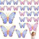 Outus 48 Pcs 3D Large Butterfly Party Decoration 12 Inch 8 Inch 4 in Big Butterfly Centerpieces for Tables Wall Stickers for Birthday Baby Shower Wedding Bedroom Hanging Decoration(Pink, Purple)