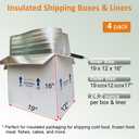 19x12x16'' Insulated Shipping Boxes with Bag Liners, Styrofoam Cold Mailer, Foam Cooler Containers, for Mailing Packaging Frozen Food, Perishable Fruit, and More (4 Pack)