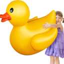 Hungdao 1 Pack 4 Feet Giant Inflatable Duck Huge Rubber Duck Large Blow up Pool Float for Summer Beach Swimming Pool Carnival Birthday Party Parade Decoration (Yellow)