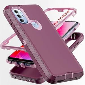 AYMECL for Moto G Power 2022 Case [Military Grade] 3 in 1 Full Body Shockproof Dust/Drop Proof Heavy Duty Protection Cover,for Motorola Moto G Pure/Moto G Play 2023 6.5 Inch,Pink+Wine Red