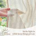 jinchan Striped Linen Kitchen Tier Curtain Rustic Cafe 30 Inch Small Window Balanced Stripe Half Window Curtains for Living Room Bathroom 2 Panels Taupe Grey on Linen