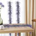 2pcs Spring Summer Lavender Garland, 6Ft Purple Lavender Artificial Garland, All Year Lavender Garlands for Farmhouse Wedding Mantle Arch Porch Stair Table Indoor Door Home Decor