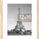 upsimples 12x16 Picture Frame, Display Pictures 8.5x11 with Mat or 12 x 16 Without, Wall Hanging Poster Frames, Natural, 1 Pack